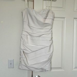BCBGMaxAzria White Formal Strapless Dress, 8 / Medium